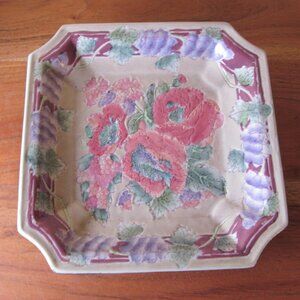 macau floral plate trinket tray dish vintage chinese (W6253)